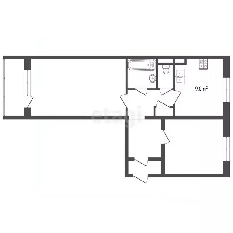 2-к кв. Ямало-Ненецкий АО, Муравленко ул. Ленина, 71 (51.4 м) - Фото 2