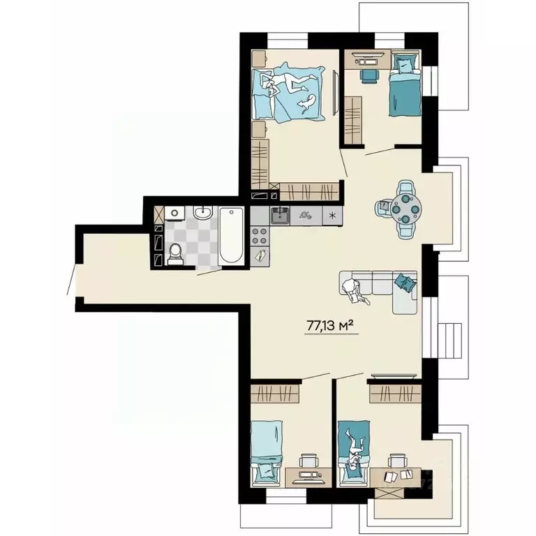 4-к кв. Приморский край, Владивосток ул. Мусоргского, 72/2 (77.13 м) - Фото 1