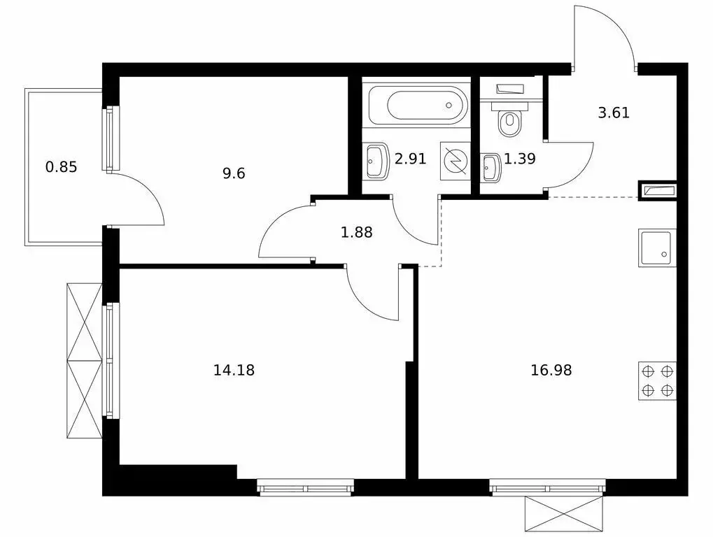 2-комнатная квартира: городской посёлок Янино-1, жилой комплекс ... - Фото 1