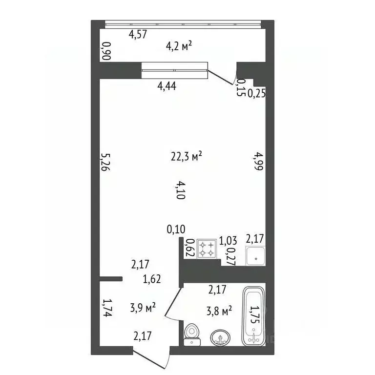 Студия Башкортостан, Уфа ул. Максима Рыльского, 11/1 (35.0 м) - Фото 2