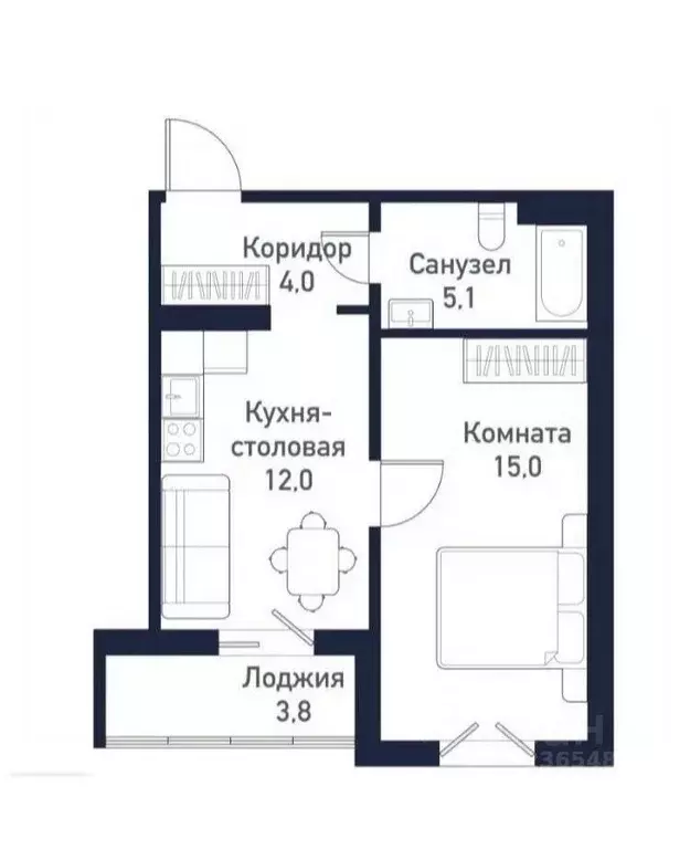 1-к кв. Челябинская область, Челябинский городской округ, пос. ... - Фото 1