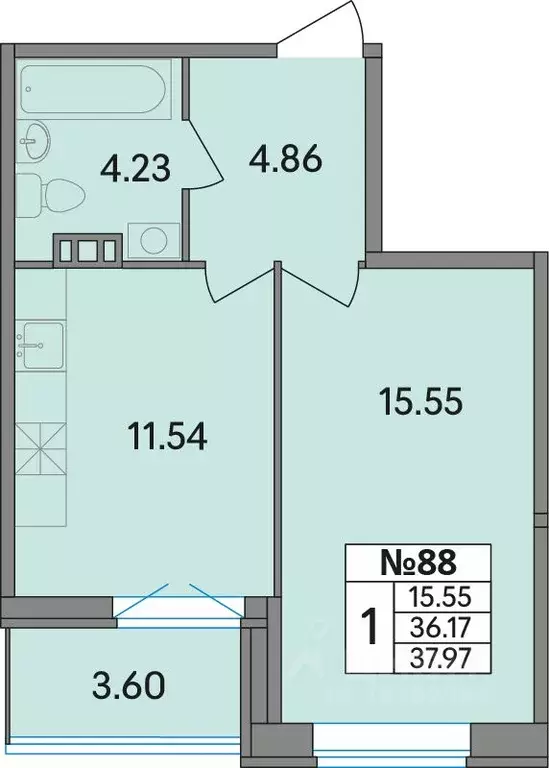 1-к кв. Ленинградская область, Всеволожский район, Агалатовское с/пос, ... - Фото 1