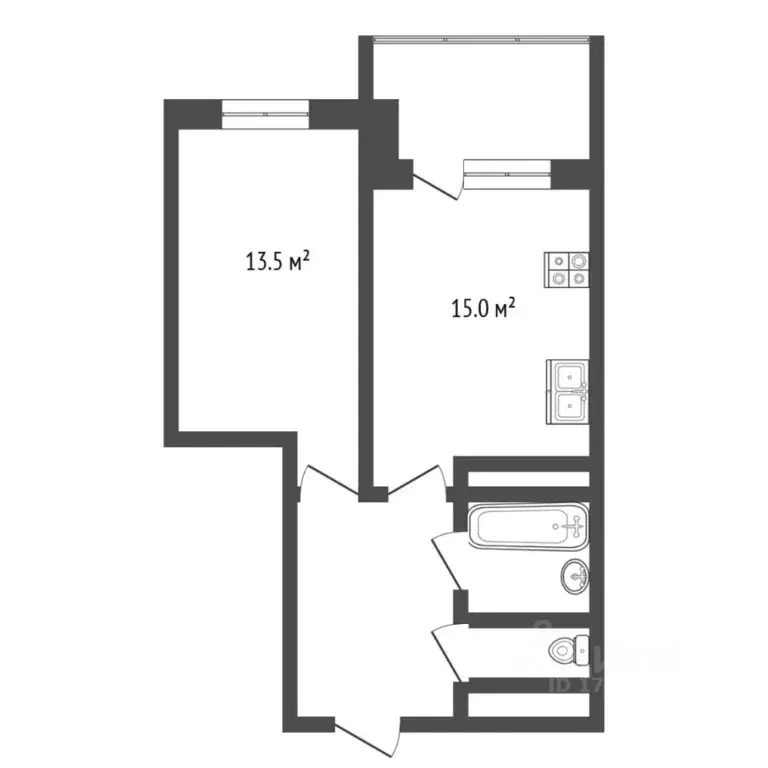 1-к кв. Тюменская область, Тюмень ул. Мельникайте, 2к6 (41.5 м) - Фото 1