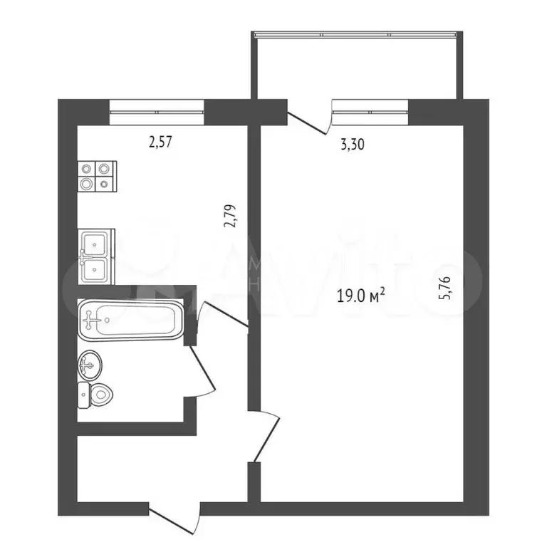 1-к. квартира, 33 м, 5/5 эт. - Фото 0