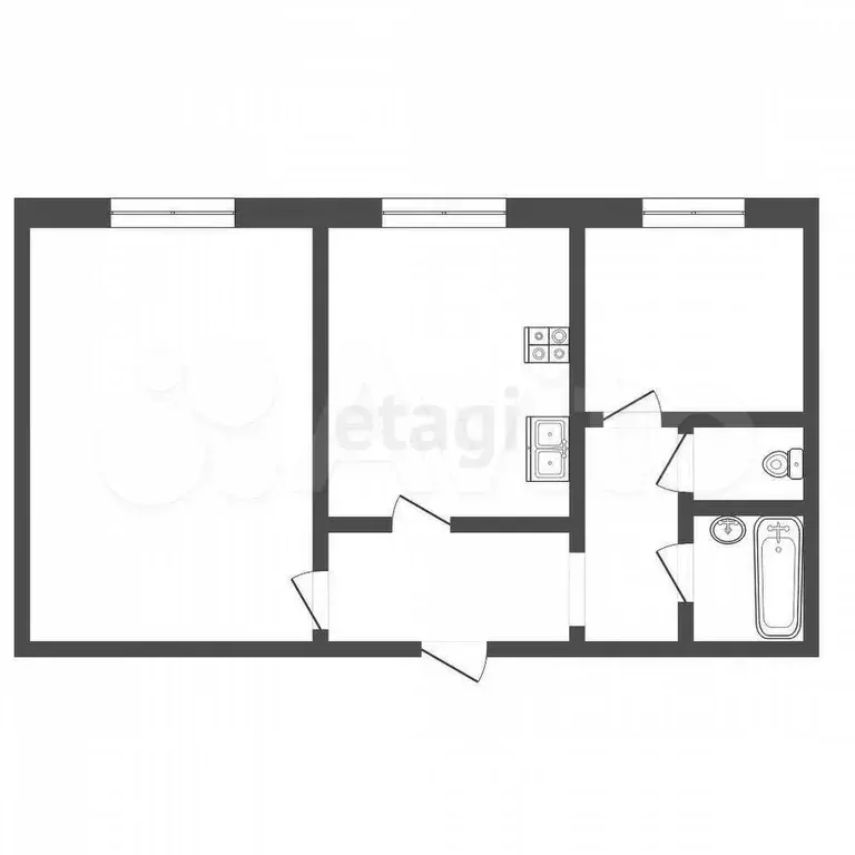 2-к. квартира, 50,2 м, 1/10 эт. - Фото 0