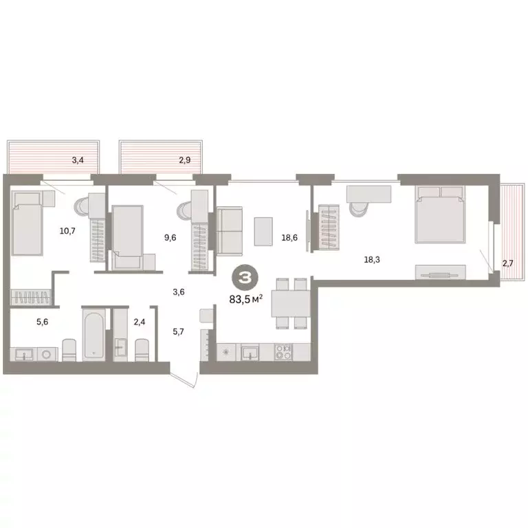 3-комнатная квартира: Екатеринбург, жилой район Сортировочный, ... - Фото 1