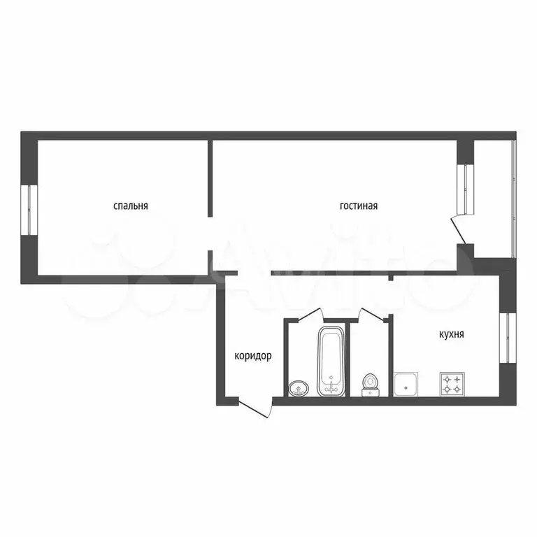 2-к. квартира, 44 м, 3/5 эт. - Фото 0