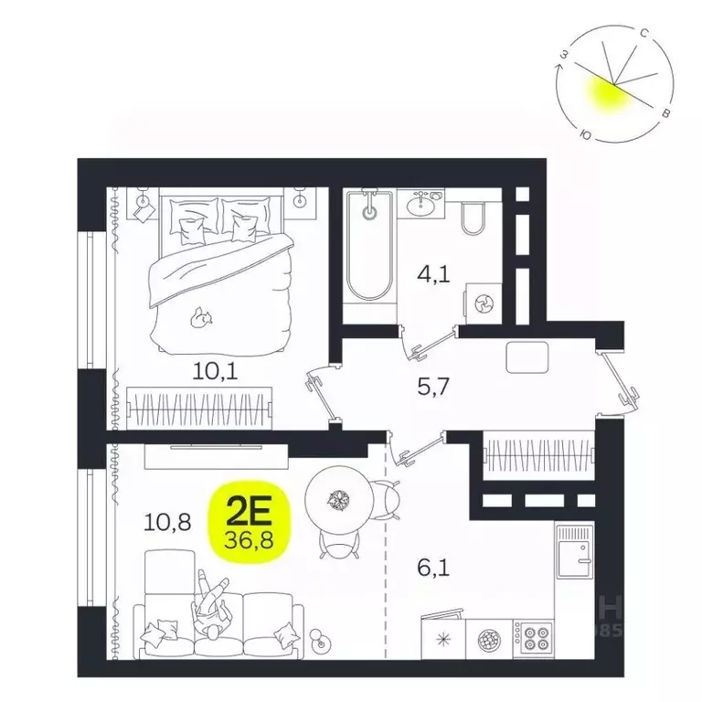 2-к кв. Свердловская область, Екатеринбург Южная Ботаника жилрайон, ... - Фото 1