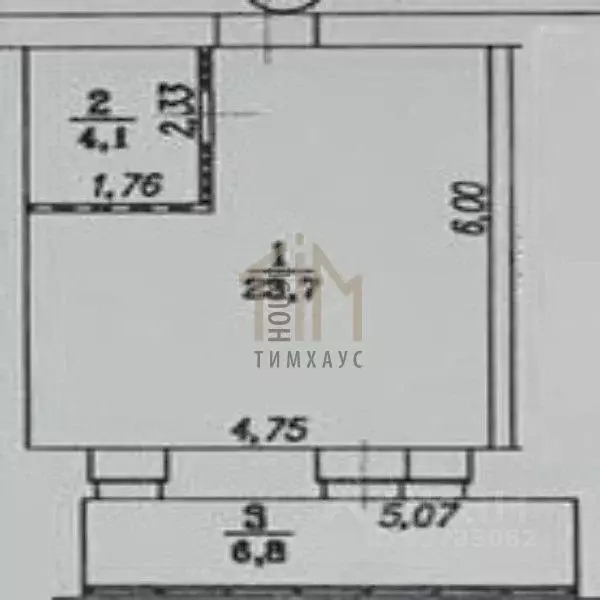 Студия Омская область, Омск просп. Комарова, 11/4 (33.8 м) - Фото 2