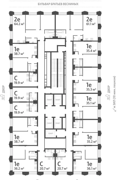 1-к кв. Москва Зиларт жилой комплекс, 21/22 (35.1 м) - Фото 1