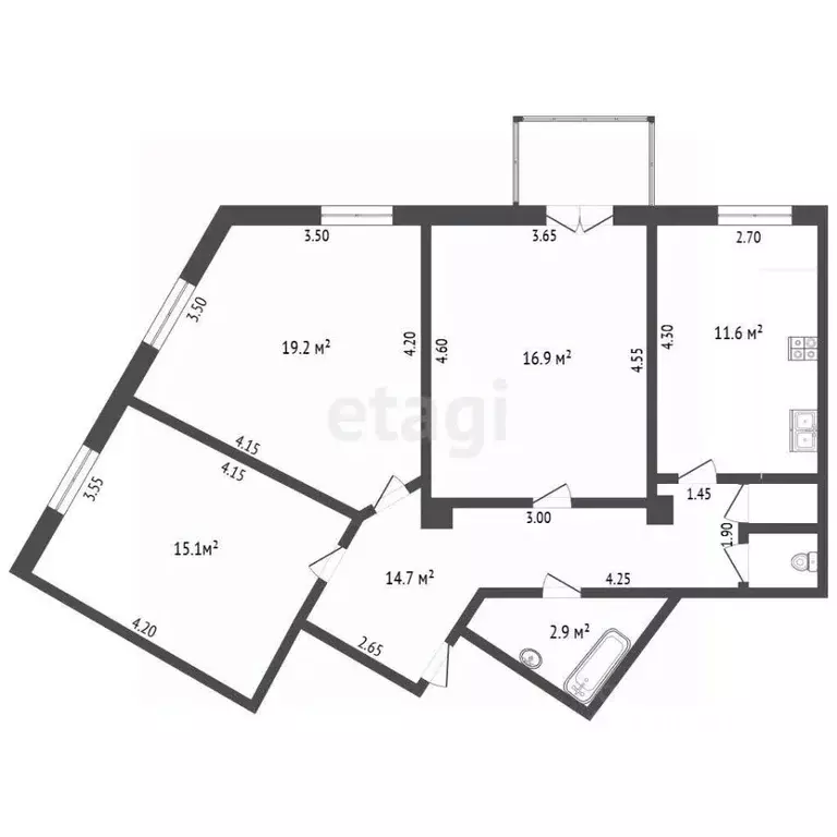 3-к кв. Орловская область, Орел Комсомольская ул., 64/2 (82.2 м) - Фото 2