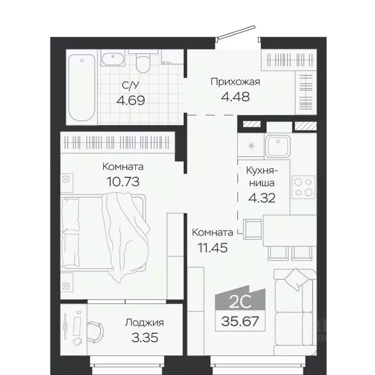 2-к кв. Новосибирская область, Новосибирский район, Краснообск рп ... - Фото 1