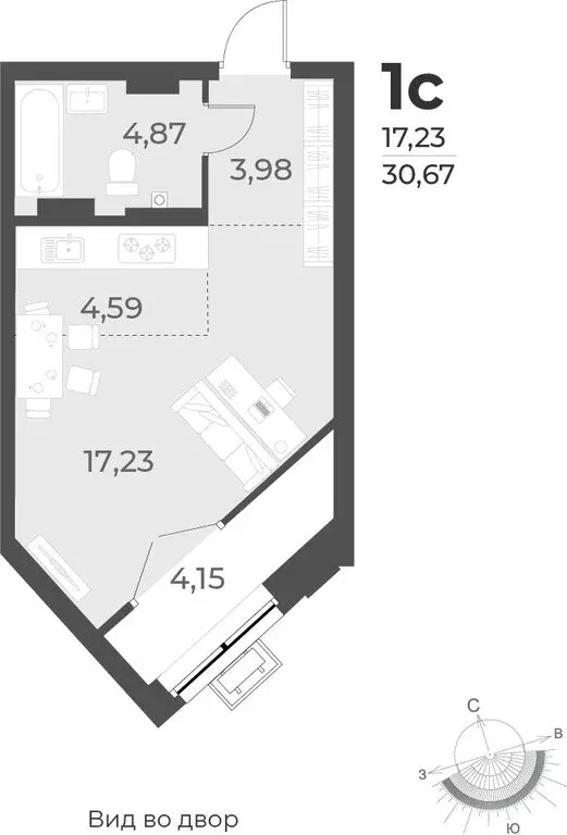 Квартира-студия: Новосибирск, улица Лобачевского, 53/2 (30.7 м) - Фото 0