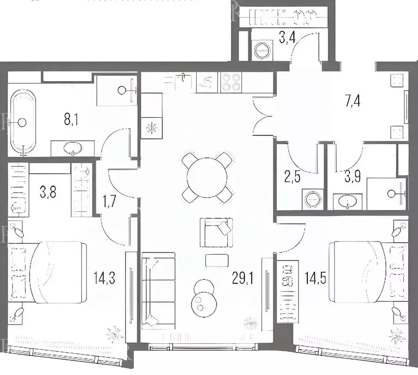 3-к кв. Москва Летниковская ул., 11к1 (88.7 м) - Фото 2