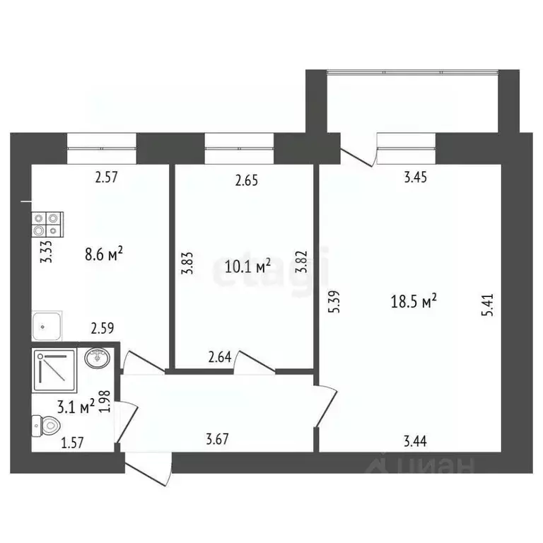 2-к кв. Вологодская область, Вологда Старое ш., 3Бк2 (46.3 м) - Фото 1