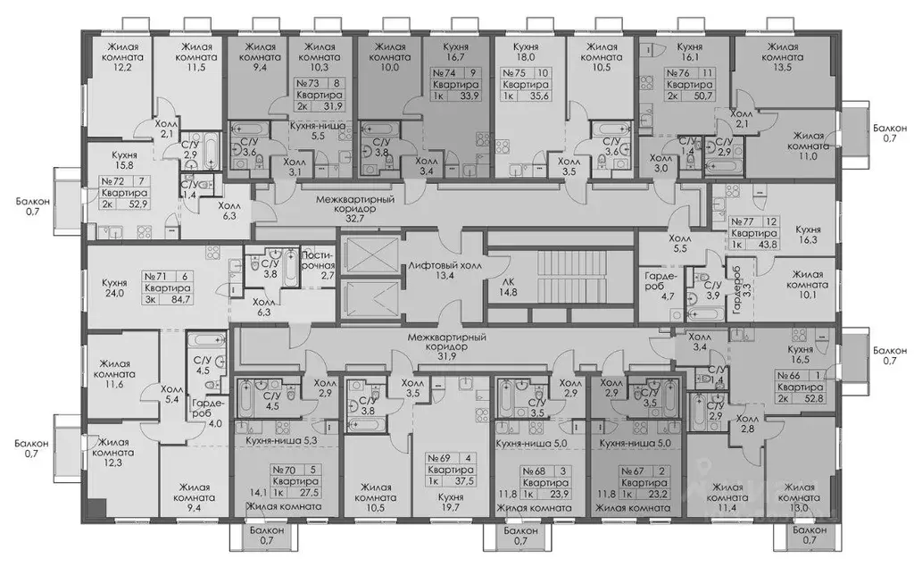 Квартира, 3 комнаты, 84.7 м - Фото 2