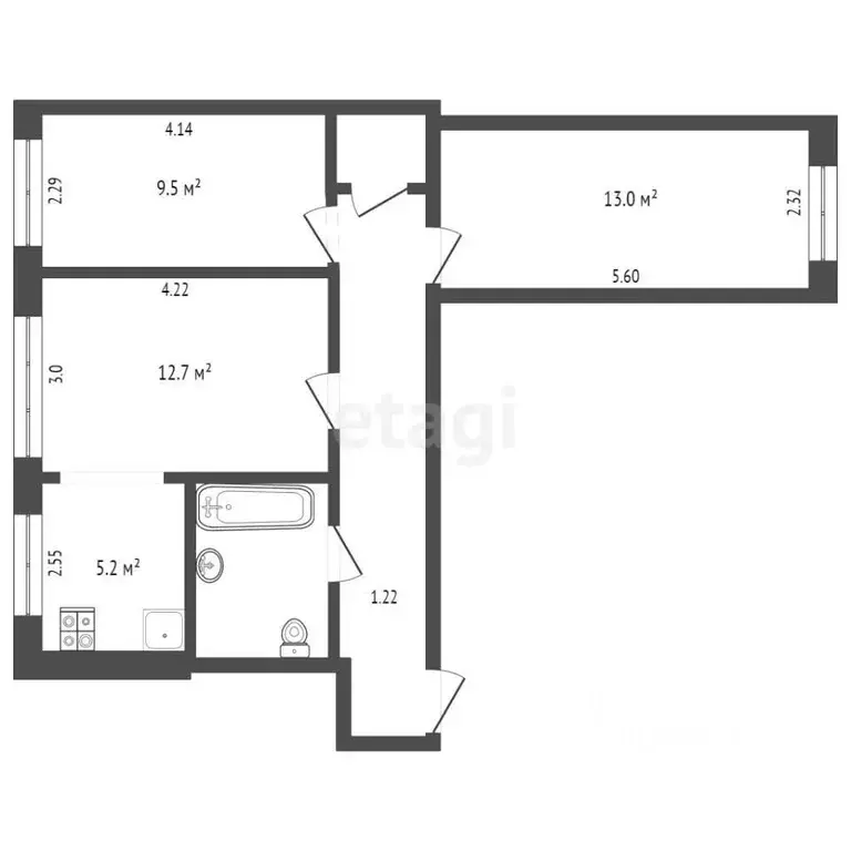 3-к кв. Коми, Сыктывкар Советская ул., 58 (56.4 м) - Фото 1