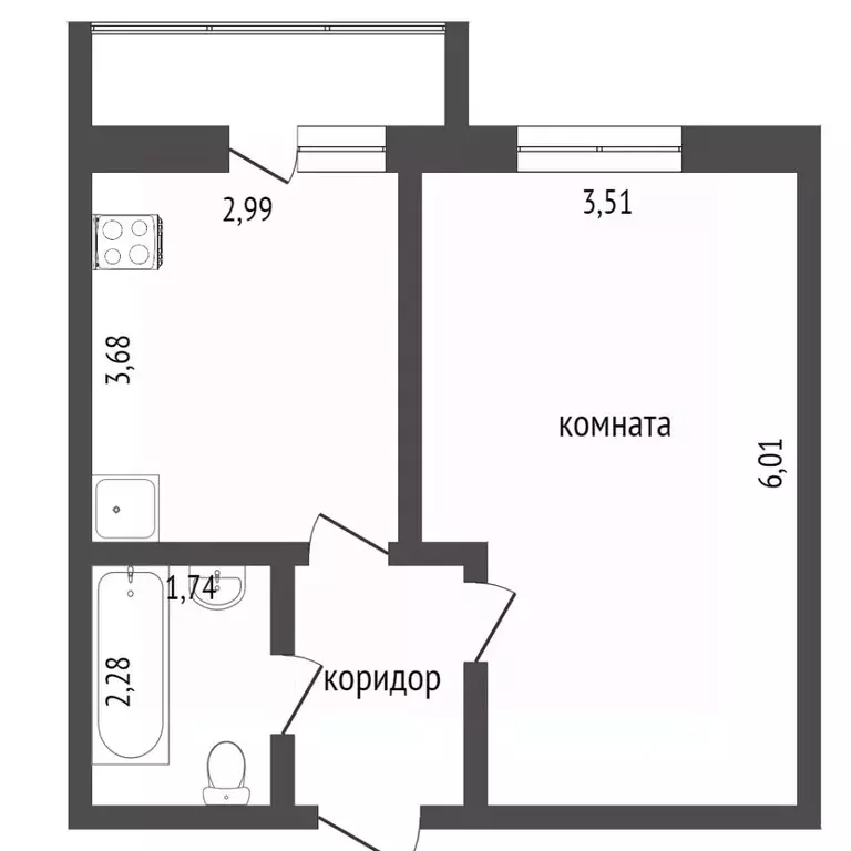 1-к кв. Вологодская область, Вологда Локомотивный пер., 2 (41.0 м) - Фото 2