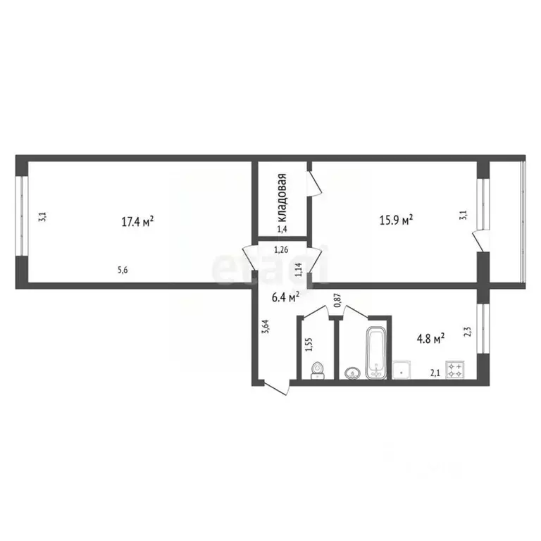 2-к кв. Красноярский край, Красноярск Партизанская ул., 1 (47.5 м) - Фото 2