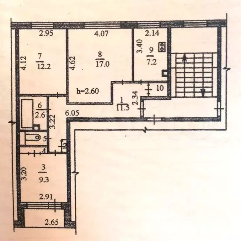 3-к. квартира, 63,4 м, 5/5 эт. - Фото 0