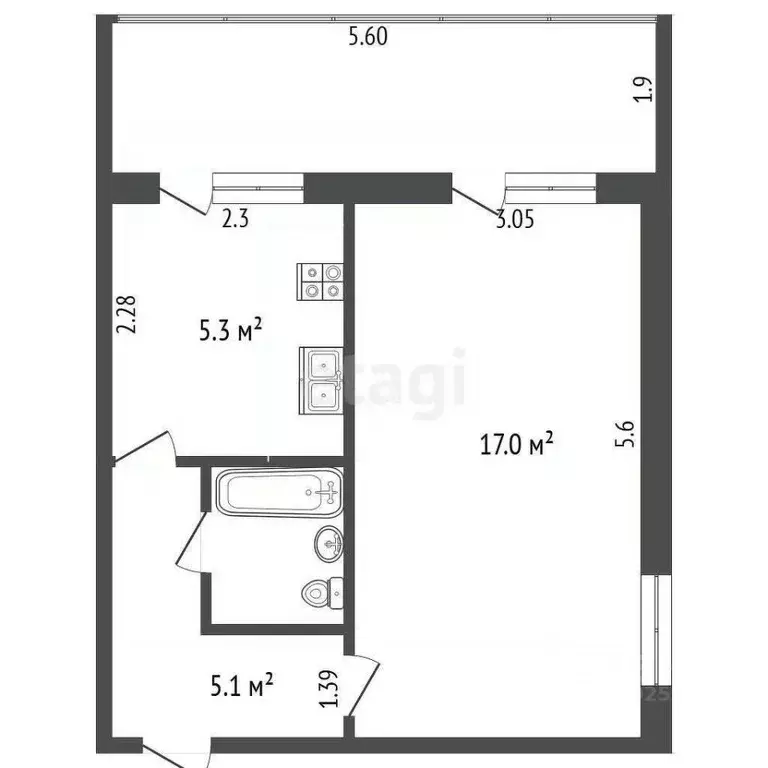 1-к кв. Крым, Алушта ул. Юбилейная (30.4 м) - Фото 2
