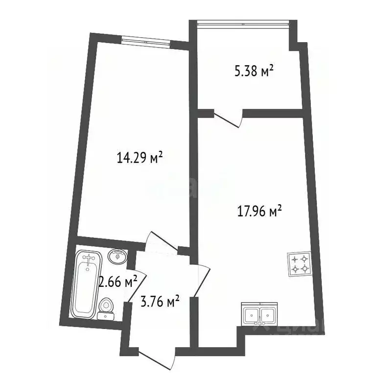 1-к кв. Санкт-Петербург наб. Миклухо-Маклая, 3к1 (39.0 м) - Фото 2