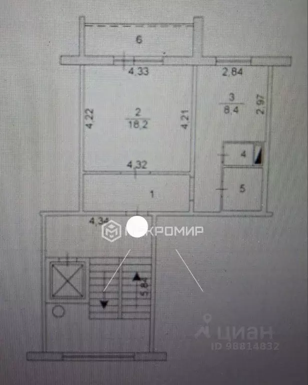 1-к кв. Челябинская область, Челябинск ул. Ворошилова, 35б (42.7 м) - Фото 2