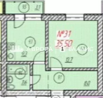 1-к. квартира, 35,5 м, 2/4 эт. - Фото 0