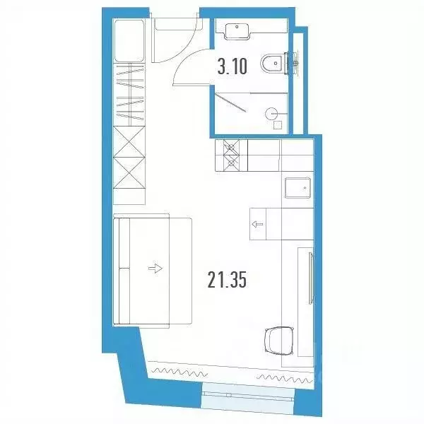 Студия Санкт-Петербург Ленинский просп., 153уч1 (24.45 м) - Фото 0