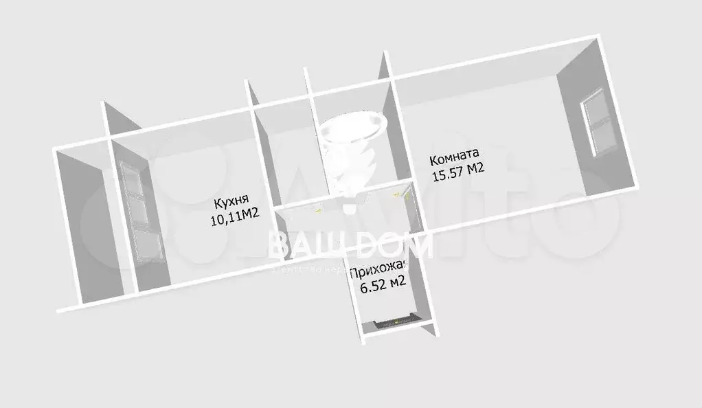1-к. квартира, 38,1 м, 1/10 эт. - Фото 1