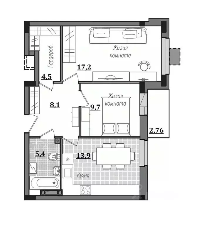 2-к кв. Смоленская область, Смоленск ул. Александра Степанова, 14 ... - Фото 1