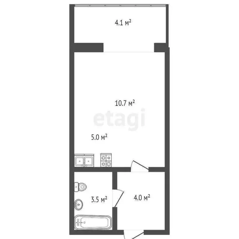 Квартира-студия: село Култаево, Первоцветная улица, 107 (24.4 м) - Фото 1