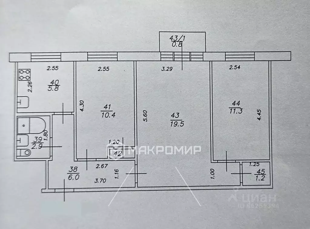 3-к кв. Татарстан, Казань ул. Карима Тинчурина, 15 (57.5 м) - Фото 2
