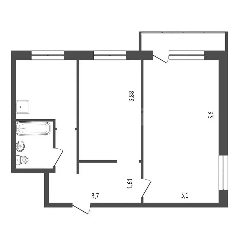 2-комнатная квартира: Красноярск, проспект Металлургов, 31 (43.1 м) - Фото 1