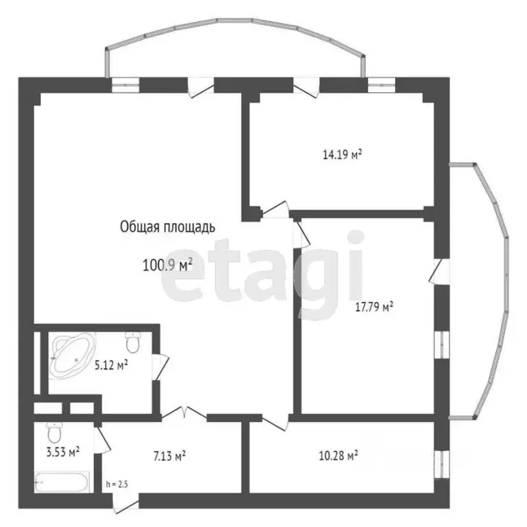 4-к кв. Бурятия, Улан-Удэ ул. Добролюбова, 37А (100.9 м) - Фото 2