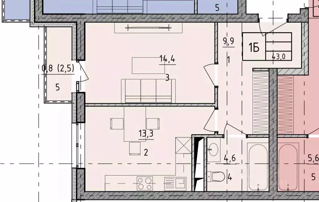 1-к кв. Чеченская республика, Грозный Ильинская ул., 14 (43.0 м) - Фото 1