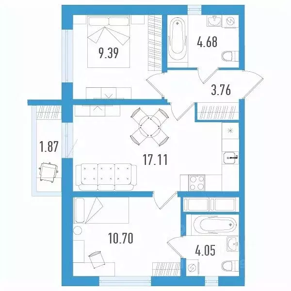 2-к кв. Санкт-Петербург ул. Маршала Казакова, 62к1 (50.25 м) - Фото 0