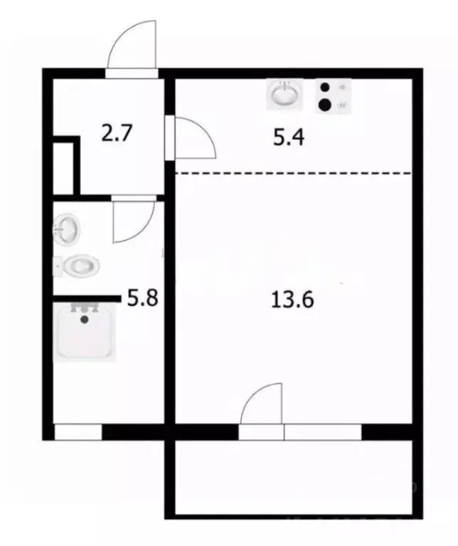 Квартира, студия, 27.7 м - Фото 0