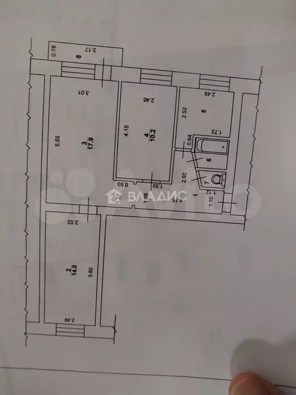 3-к. квартира, 57,6 м, 5/5 эт. - Фото 0