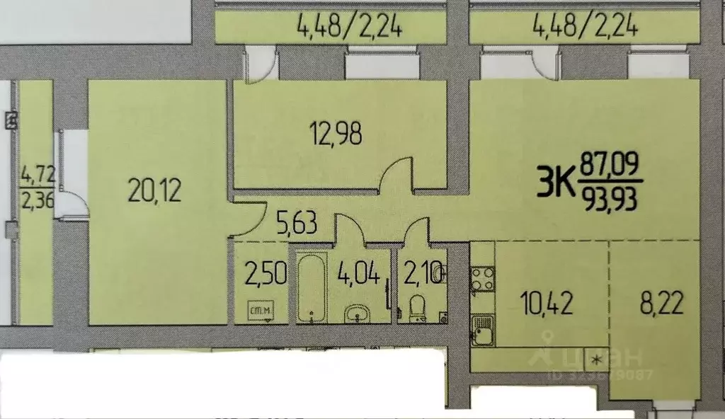 3-к кв. Томская область, Томский район, д. Кисловка, Левобережный мкр ... - Фото 1