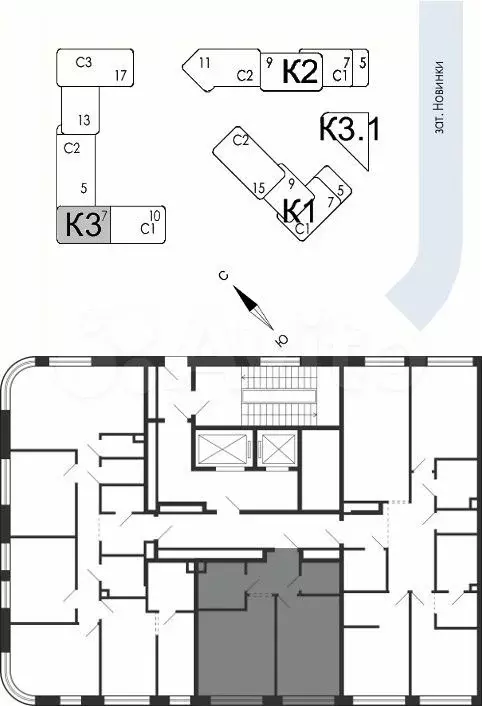 1-к. квартира, 43,7 м, 6/17 эт. - Фото 1