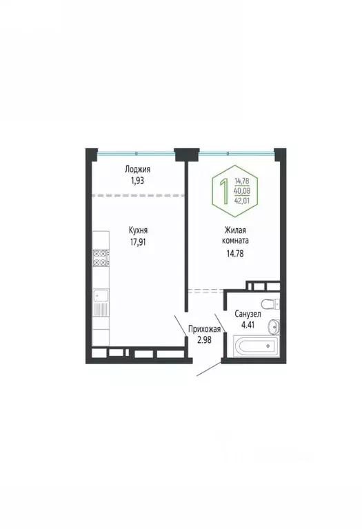 1-к кв. Краснодарский край, Краснодар Обрывная ул., 132/1 (42.02 м) - Фото 1