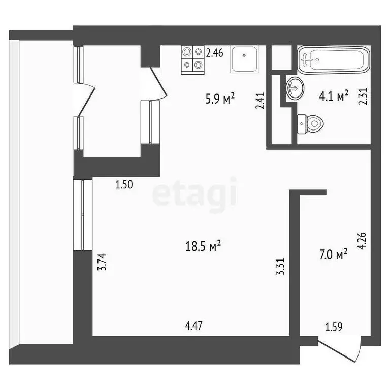 Квартира-студия: Ембаево, Бульварная улица, 11 (35.5 м) - Фото 1