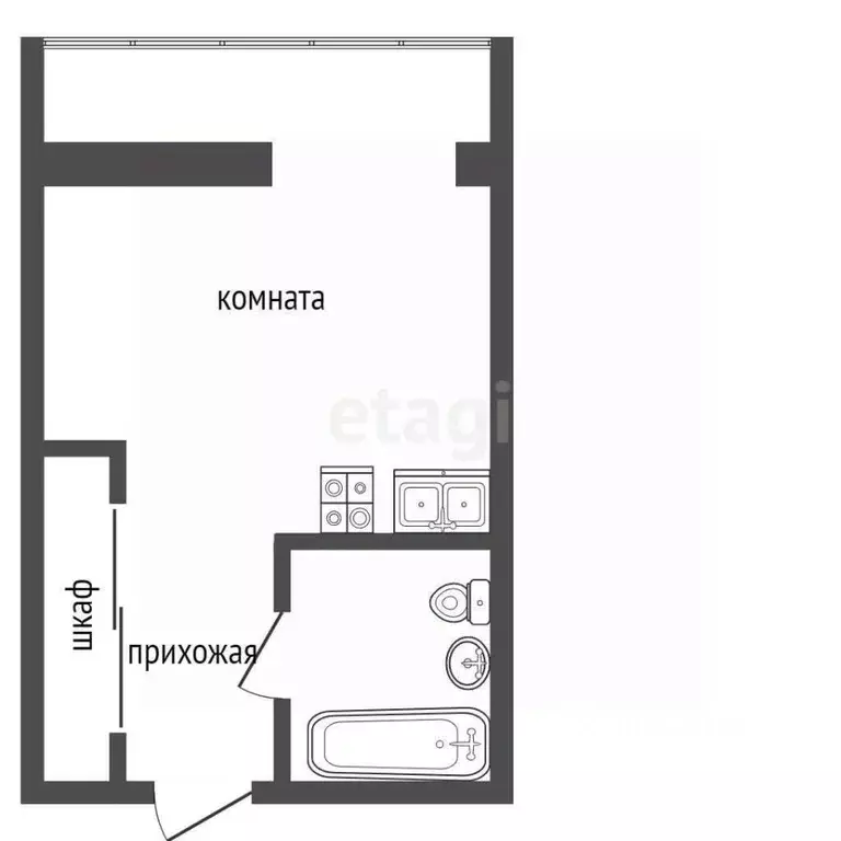 Студия Ханты-Мансийский АО, Сургут ул. Есенина, 4 (23.5 м) - Фото 1