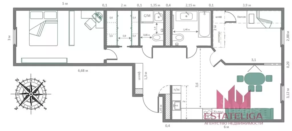 2-к кв. Москва Каширское ш., 65к3 (69.0 м) - Фото 2