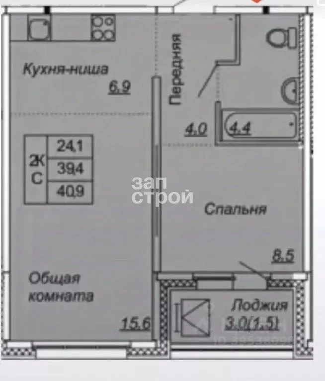 1-к кв. Санкт-Петербург пос. Понтонный, Парковая ул., 1 (39.2 м) - Фото 1
