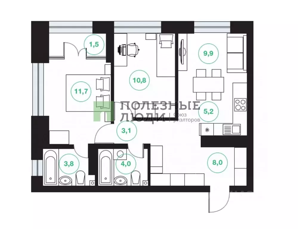 3-к кв. башкортостан, уфа нижегородка жилрайон, (58.0 м) - Фото 1