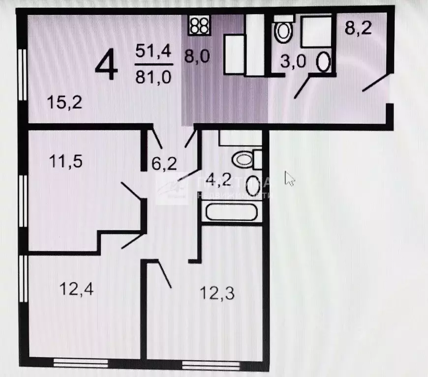 3-к кв. Москва Варшавское ш., 141к8 (80.6 м) - Фото 2