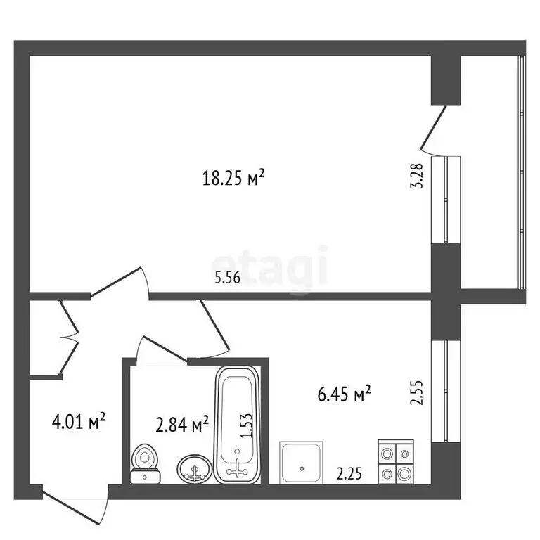1-комнатная квартира: Симферополь, улица Воровского, 65 (32.75 м) - Фото 1