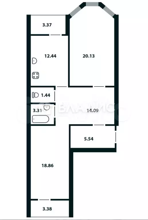 2-к. квартира, 79,2 м, 14/17 эт. - Фото 1